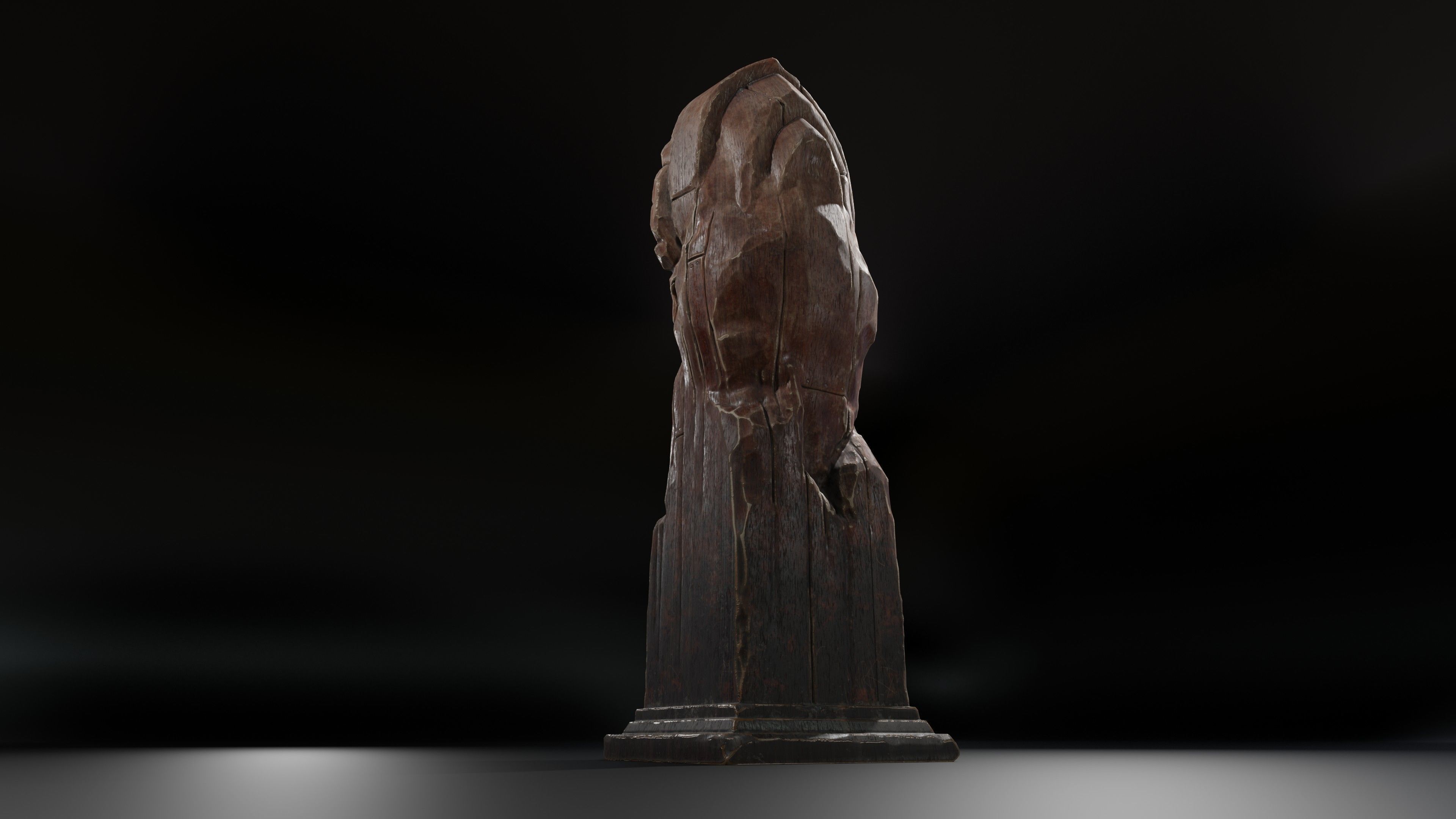 Lion wooden statue Low-poly 3D model_11