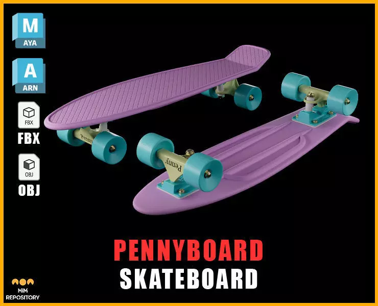 Penny Board Skateboard 3D model_0