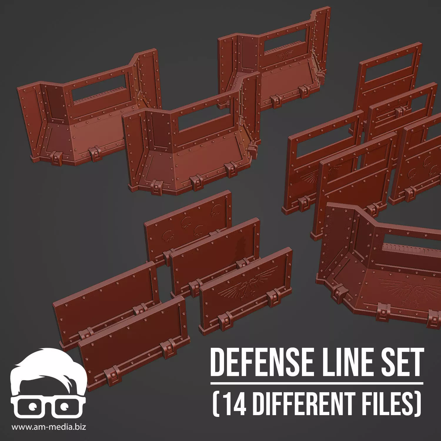 DEFENCE LINE SET - 14 PARTS 3D print model_0