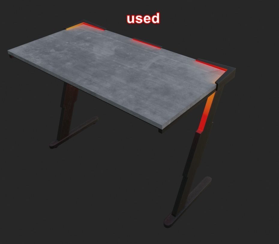 Rgb gaming desk gaming table lowpoly game ready 3d model  Low-poly 3D model_11