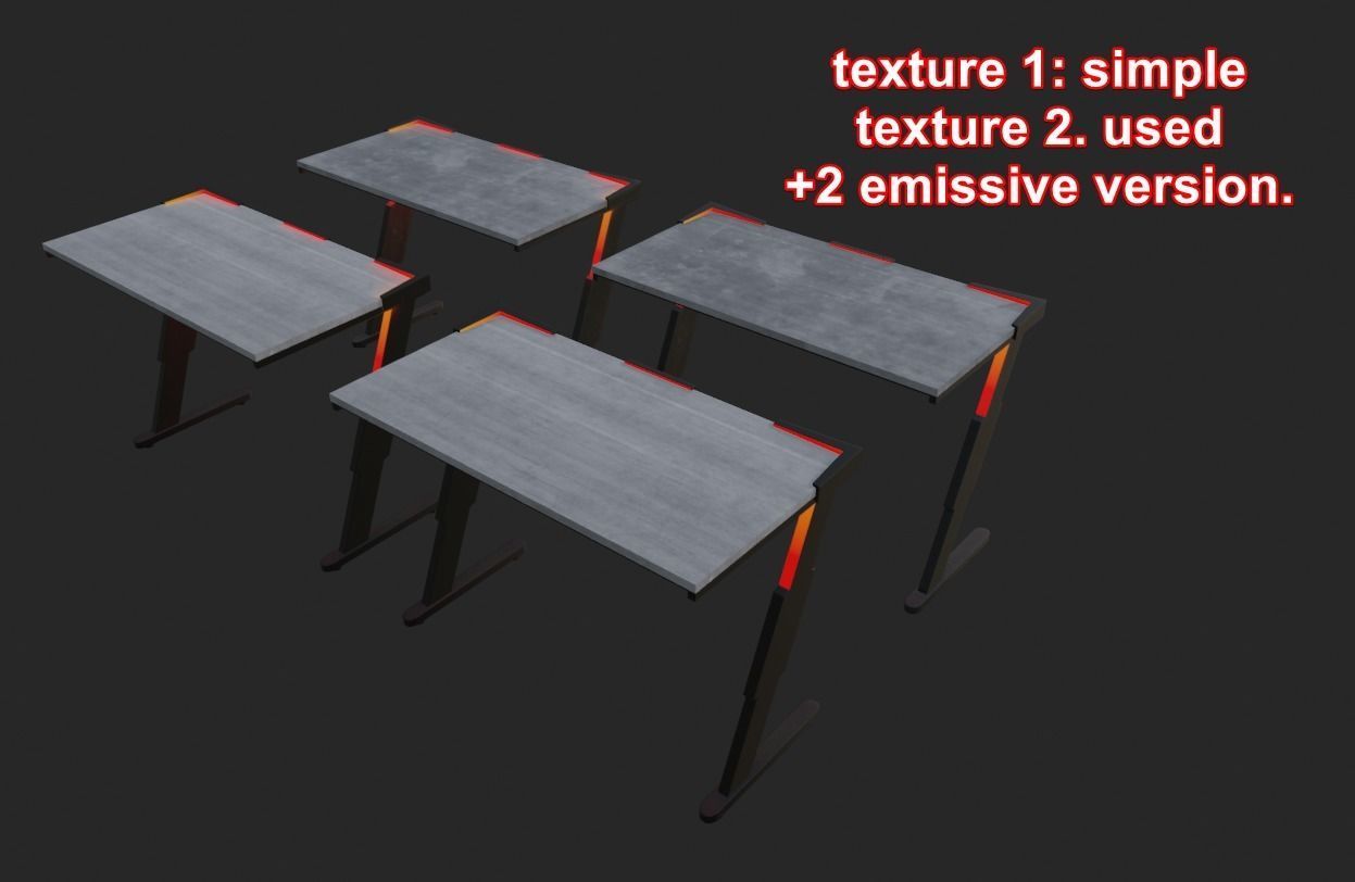Rgb gaming desk gaming table lowpoly game ready 3d model  Low-poly 3D model_2