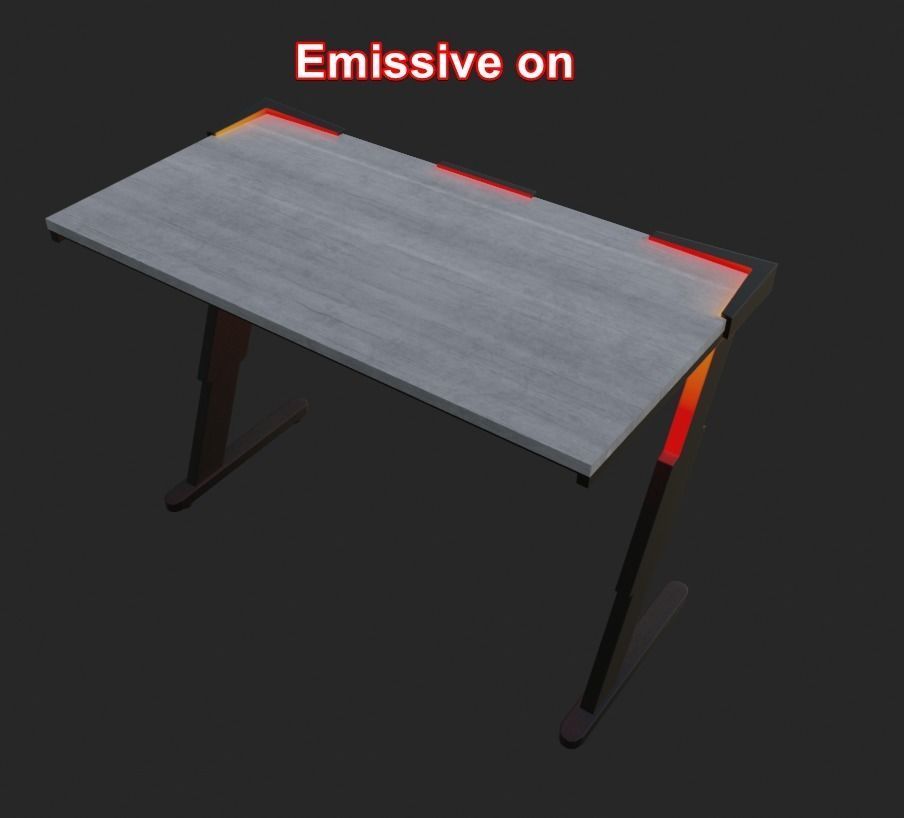 Rgb gaming desk gaming table lowpoly game ready 3d model  Low-poly 3D model_14