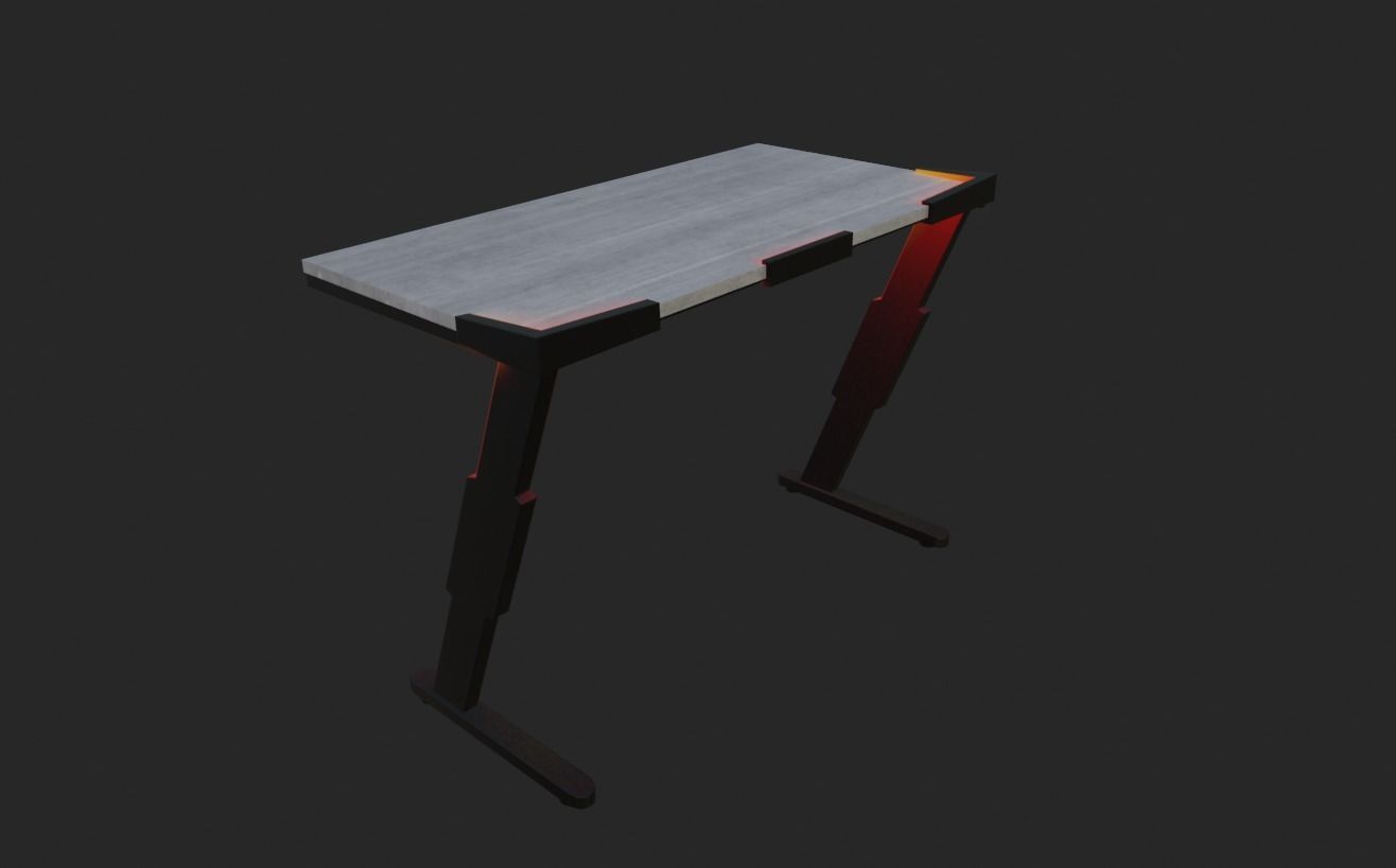 Rgb gaming desk gaming table lowpoly game ready 3d model  Low-poly 3D model_4
