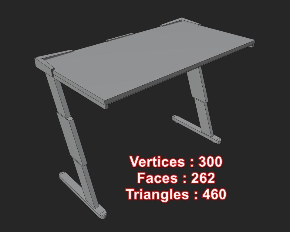 Rgb gaming desk gaming table lowpoly game ready 3d model  Low-poly 3D model_7