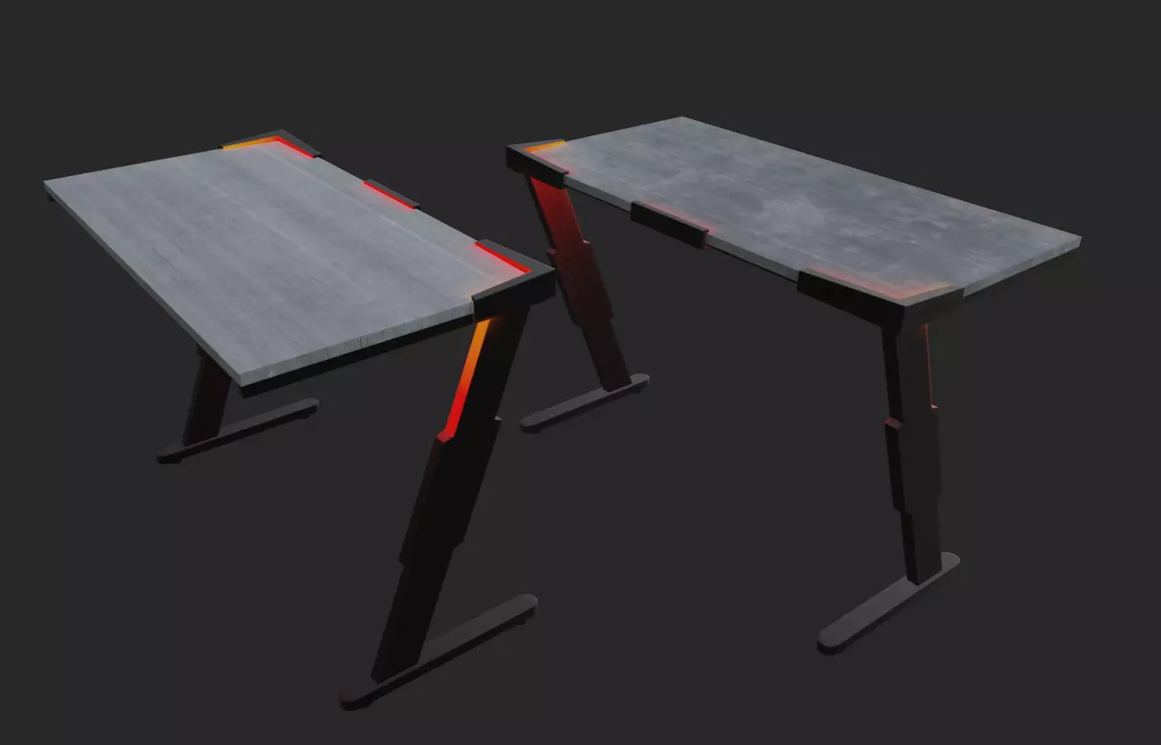 Rgb gaming desk gaming table lowpoly game ready 3d model  Low-poly 3D model_0
