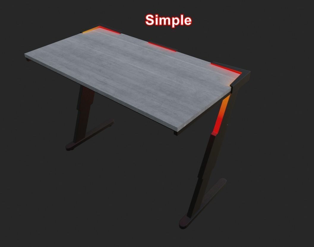 Rgb gaming desk gaming table lowpoly game ready 3d model  Low-poly 3D model_9