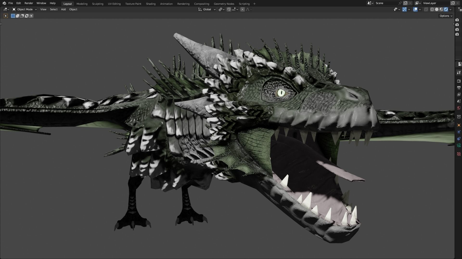 Low Poly Wyvern Dragon Animated Model Low-poly 3D model_96