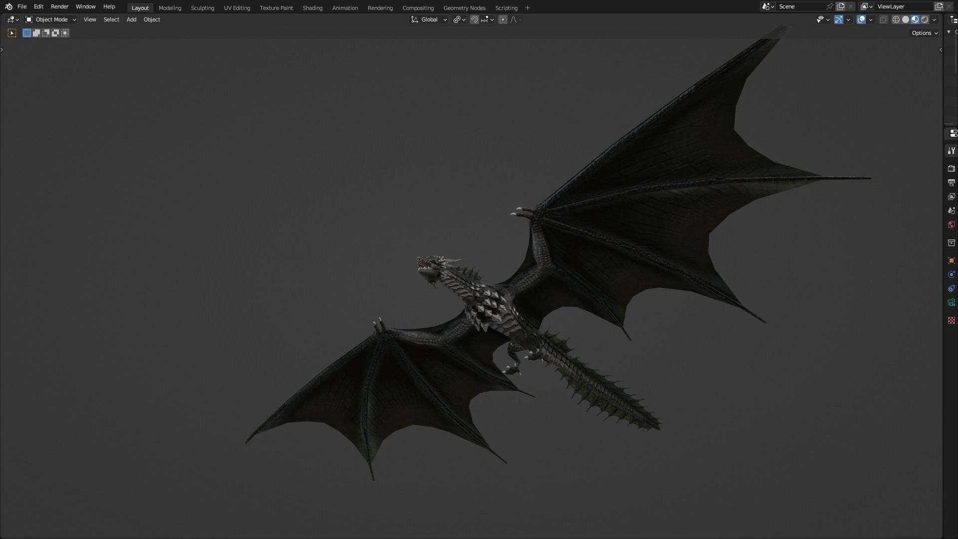 Low Poly Wyvern Dragon Animated Model Low-poly 3D model_62