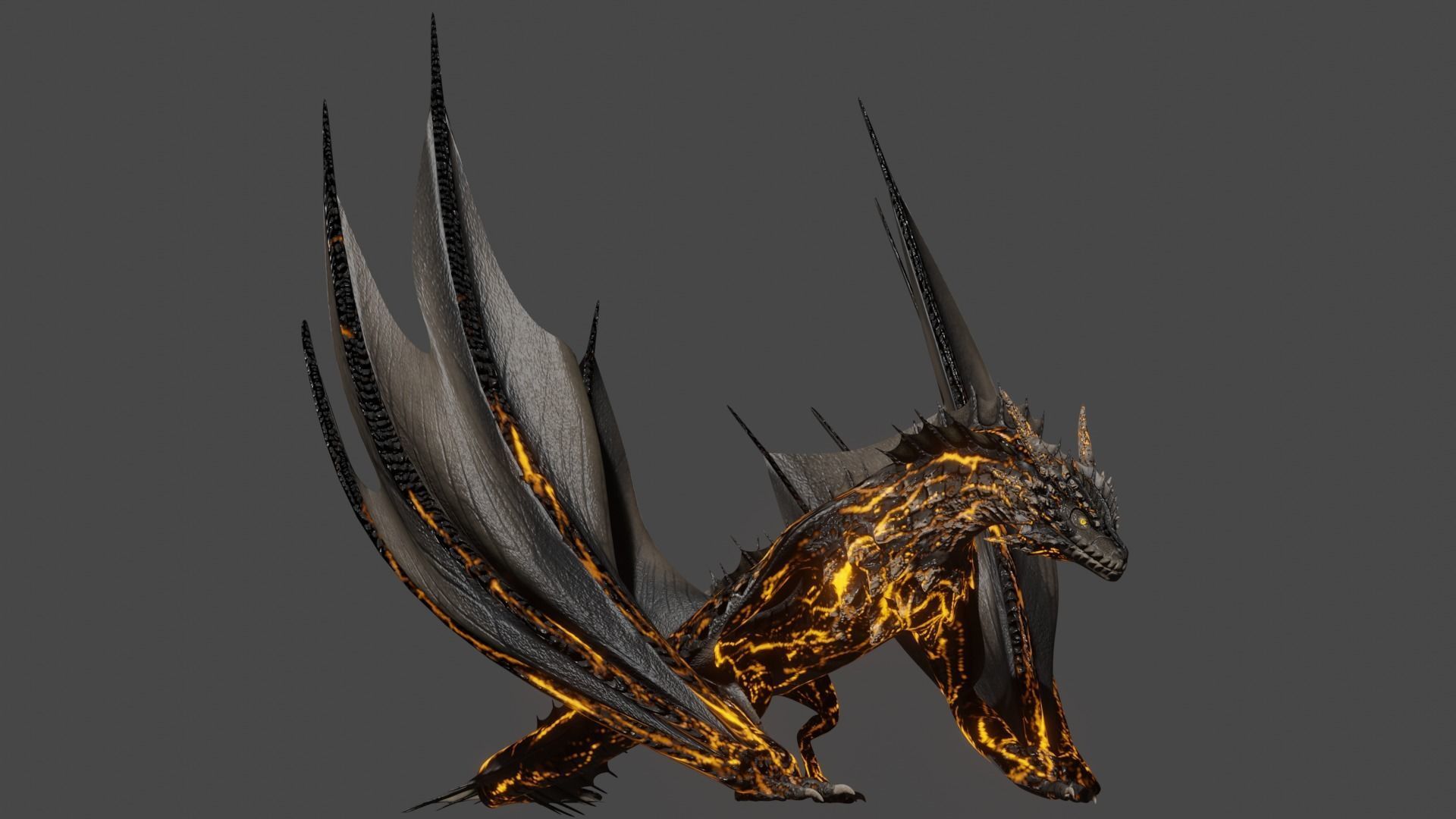 Low Poly Wyvern Dragon Animated Model Low-poly 3D model_15