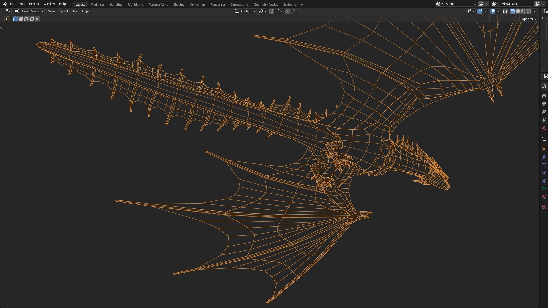 Low Poly Wyvern Dragon Animated Model Low-poly 3D model_43
