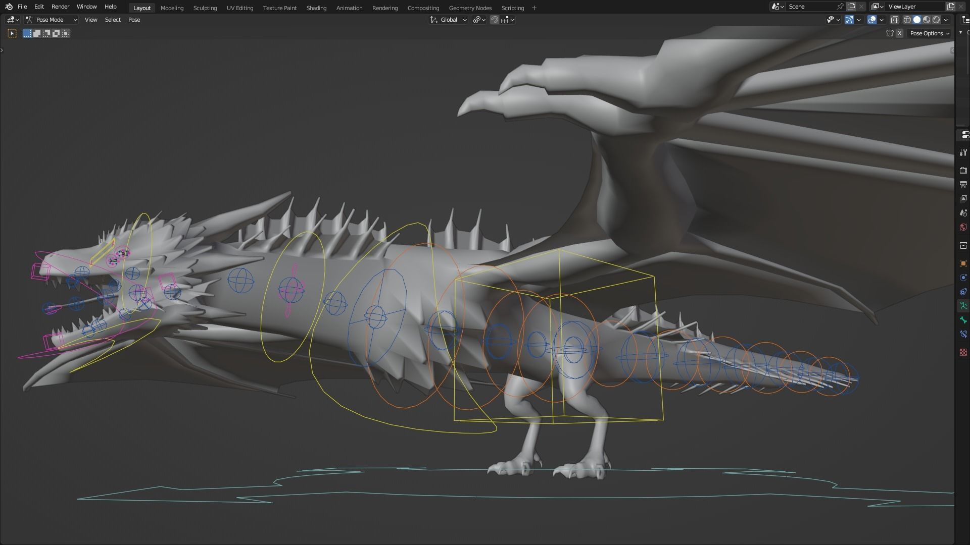 Low Poly Wyvern Dragon Animated Model Low-poly 3D model_107