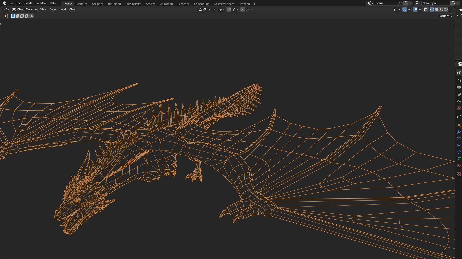 Low Poly Wyvern Dragon Animated Model Low-poly 3D model_44