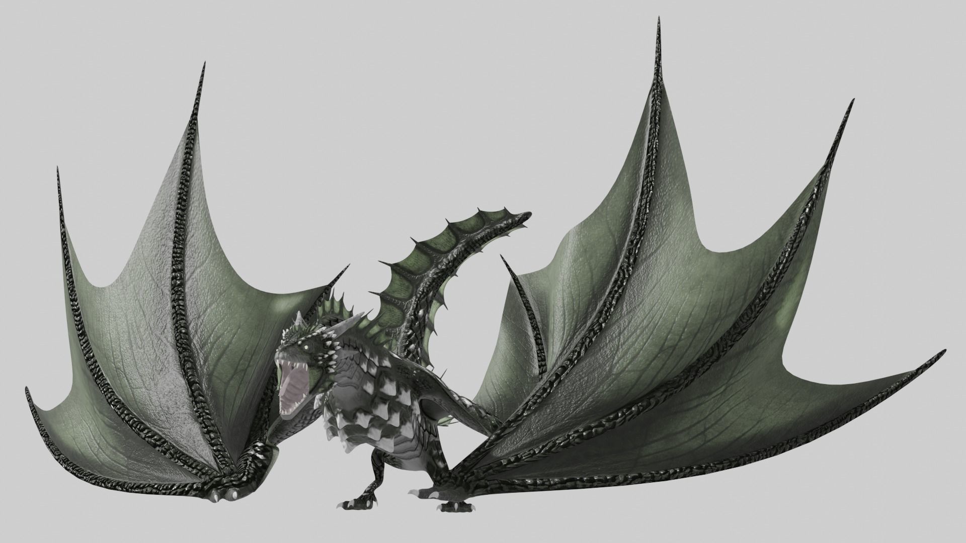 Low Poly Wyvern Dragon Animated Model Low-poly 3D model_11