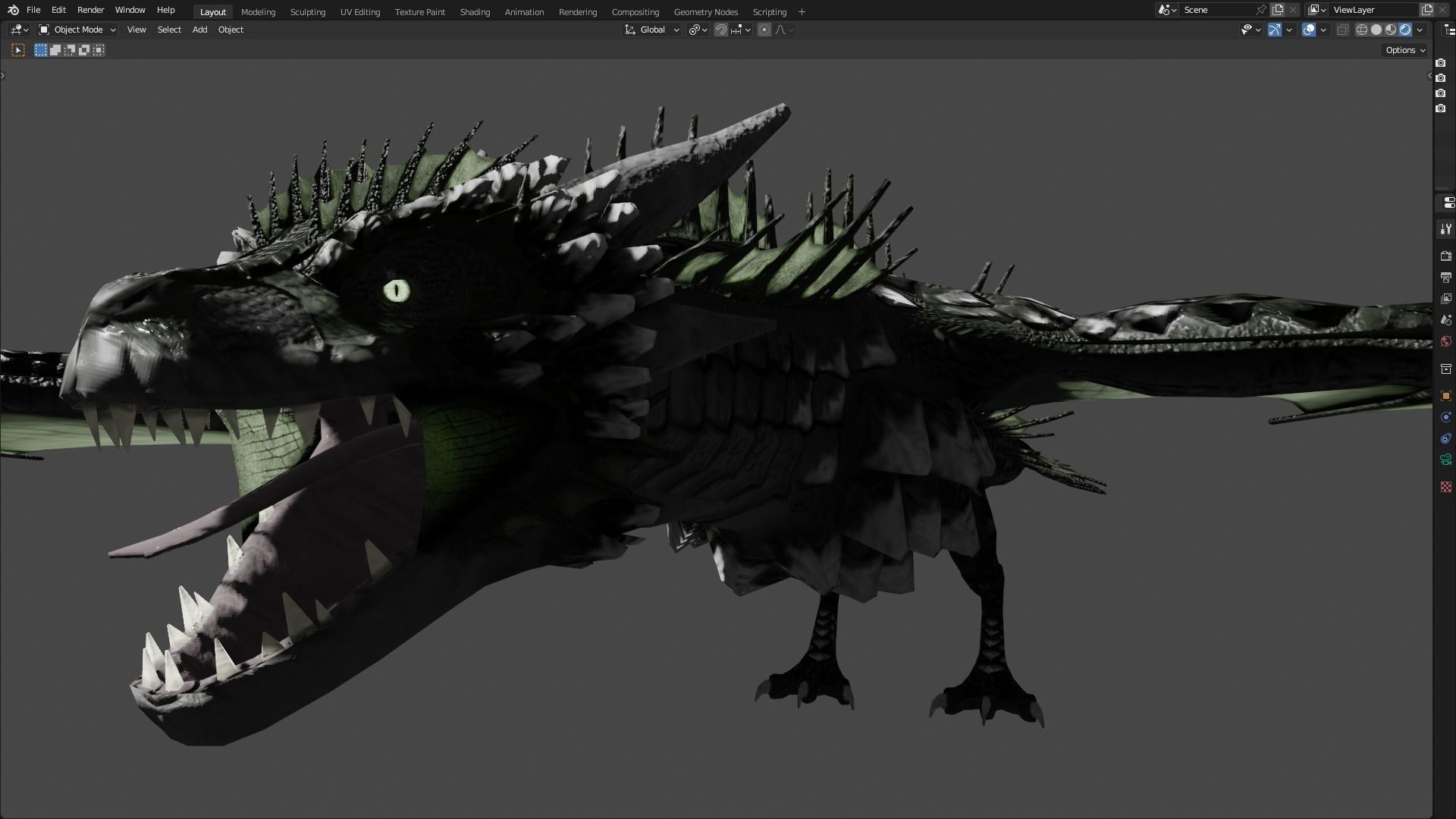 Low Poly Wyvern Dragon Animated Model Low-poly 3D model_97