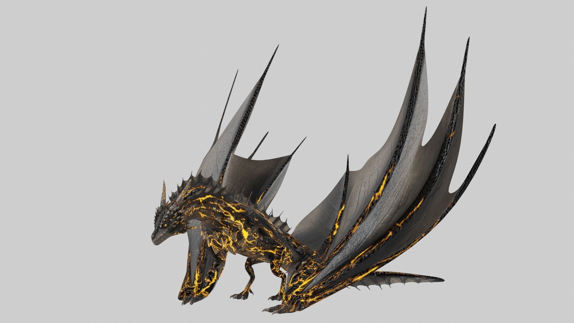 Low Poly Wyvern Dragon Animated Model Low-poly 3D model_4