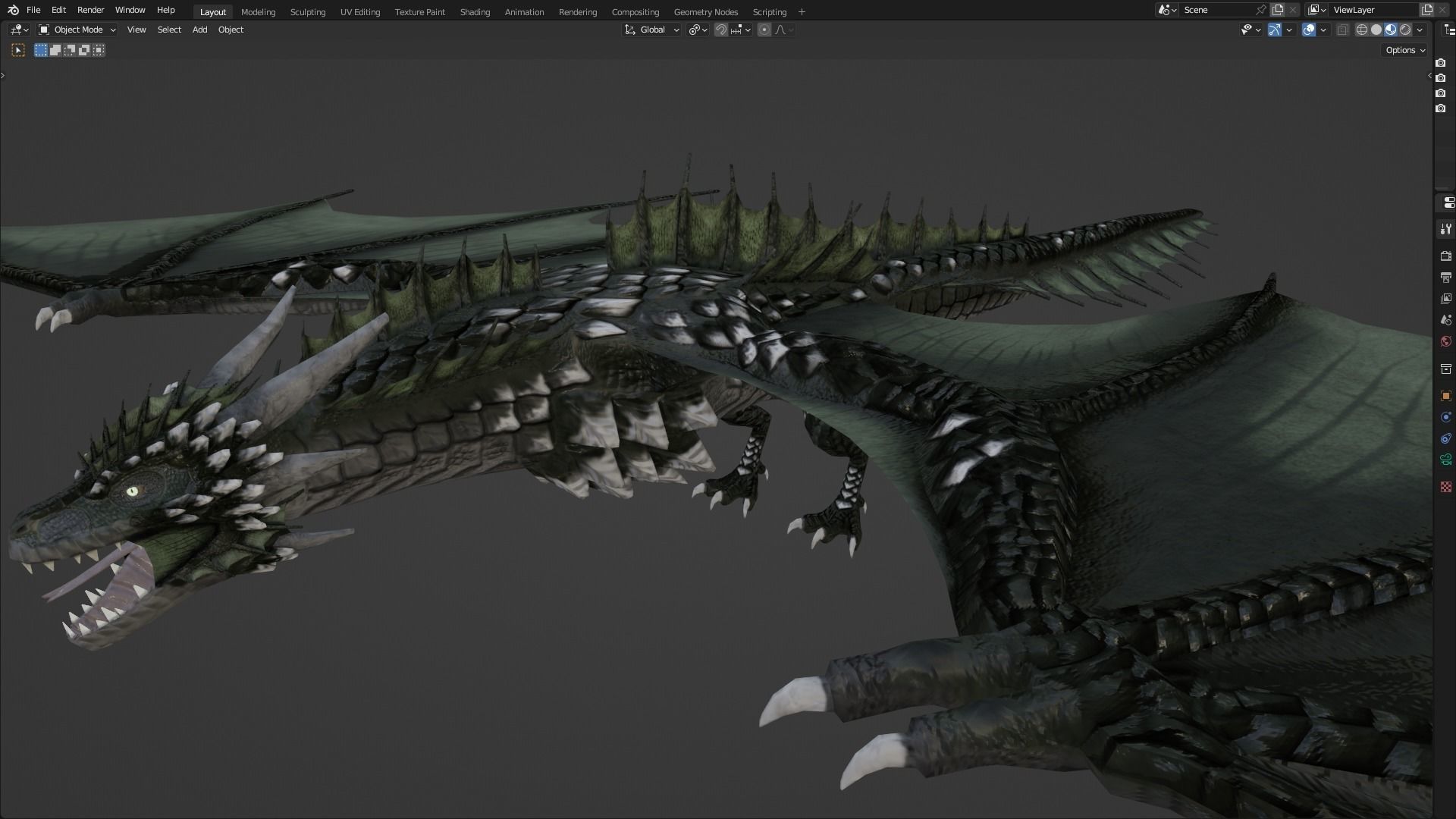 Low Poly Wyvern Dragon Animated Model Low-poly 3D model_100