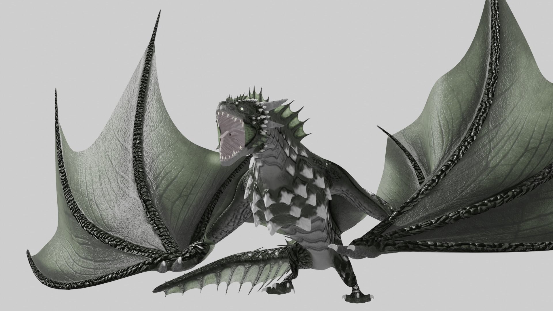 Low Poly Wyvern Dragon Animated Model Low-poly 3D model_7