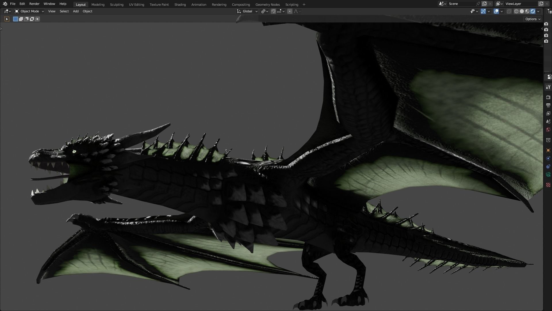 Low Poly Wyvern Dragon Animated Model Low-poly 3D model_94