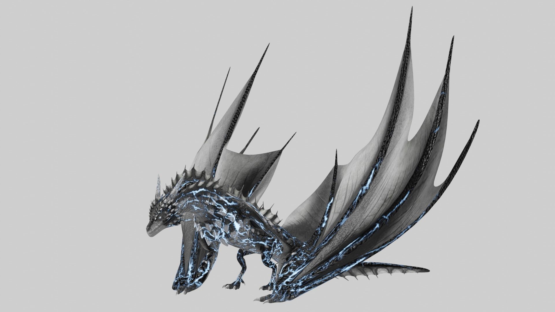 Low Poly Wyvern Dragon Animated Model Low-poly 3D model_3