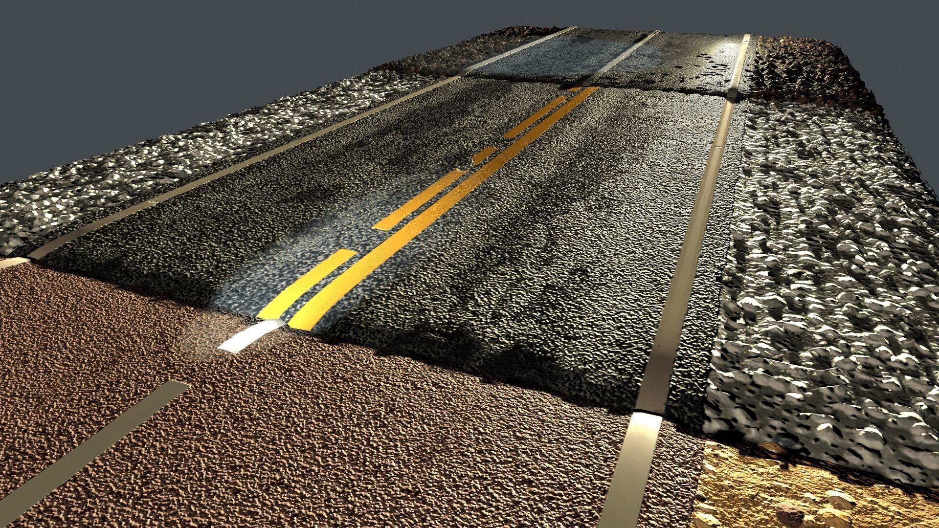 REALISTIC  ROAD PBR TEXTURE - SEAMLESS Texture and sbsar File Texture_6