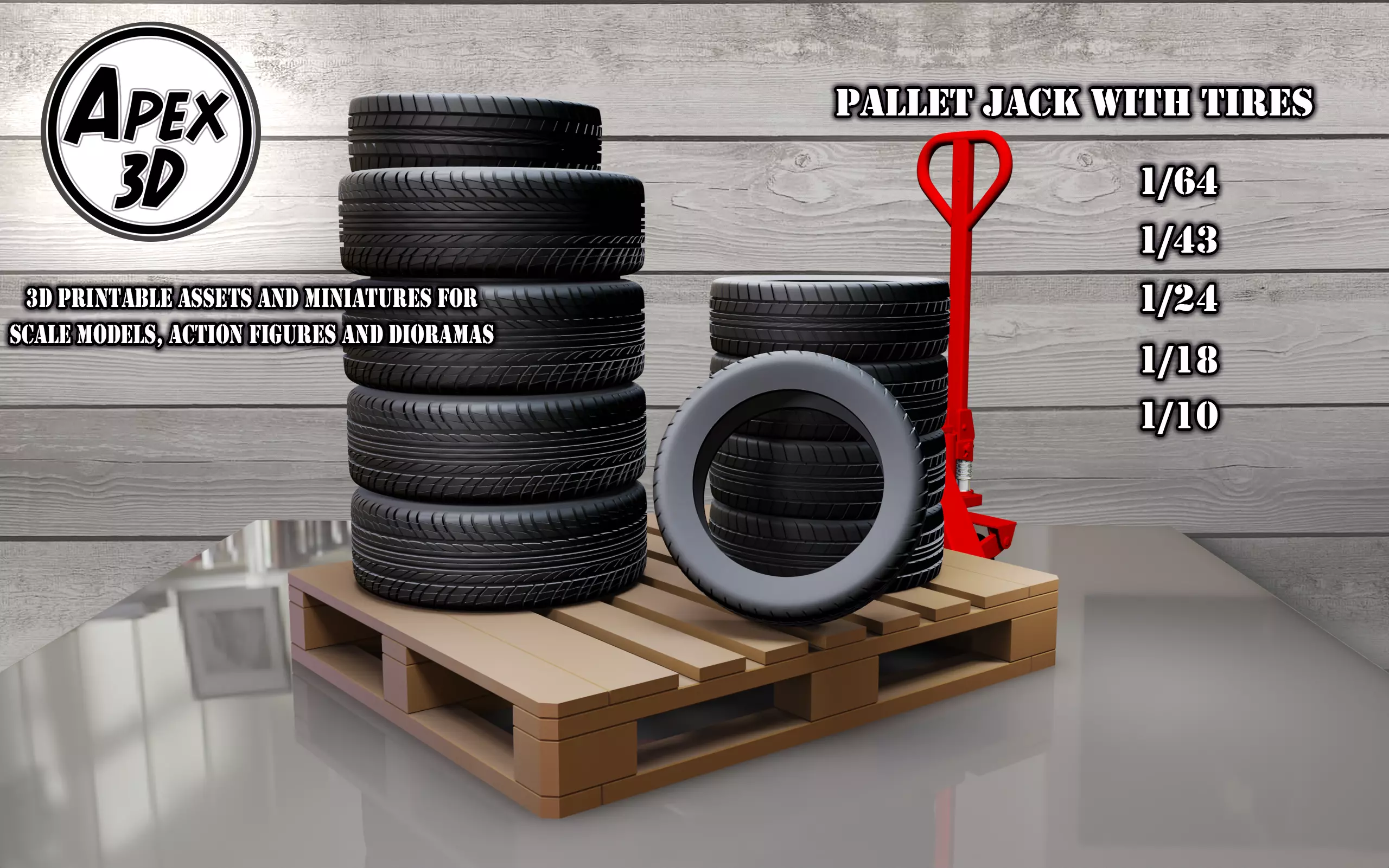 Pallet Jack with Tires 3d printable in various scales 3D print model