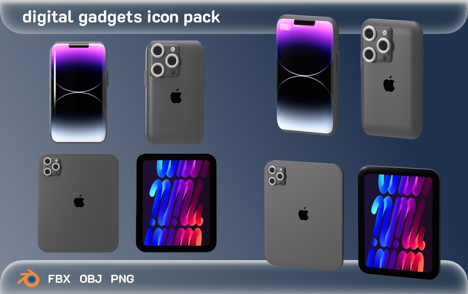digital gadget icons 3D model_1