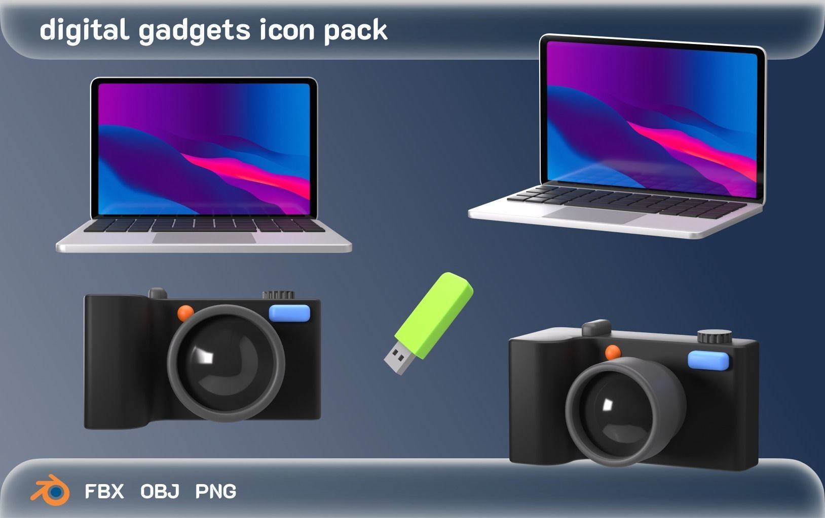 digital gadget icons 3D model_3