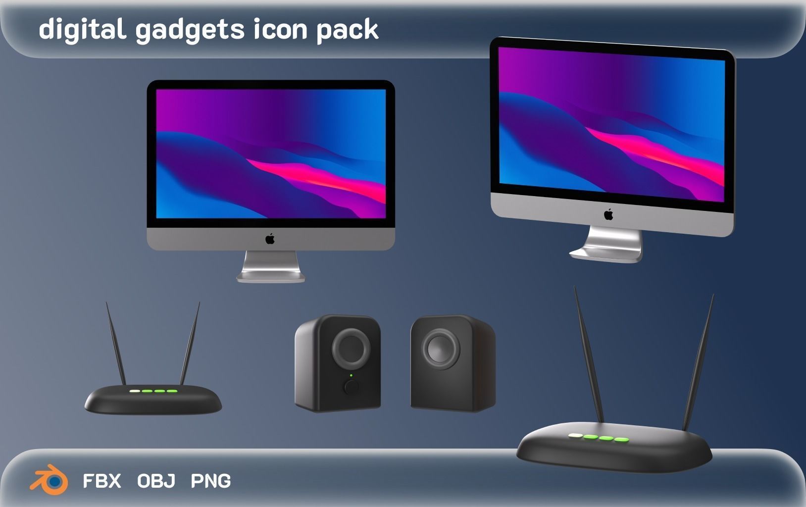 digital gadget icons 3D model_4