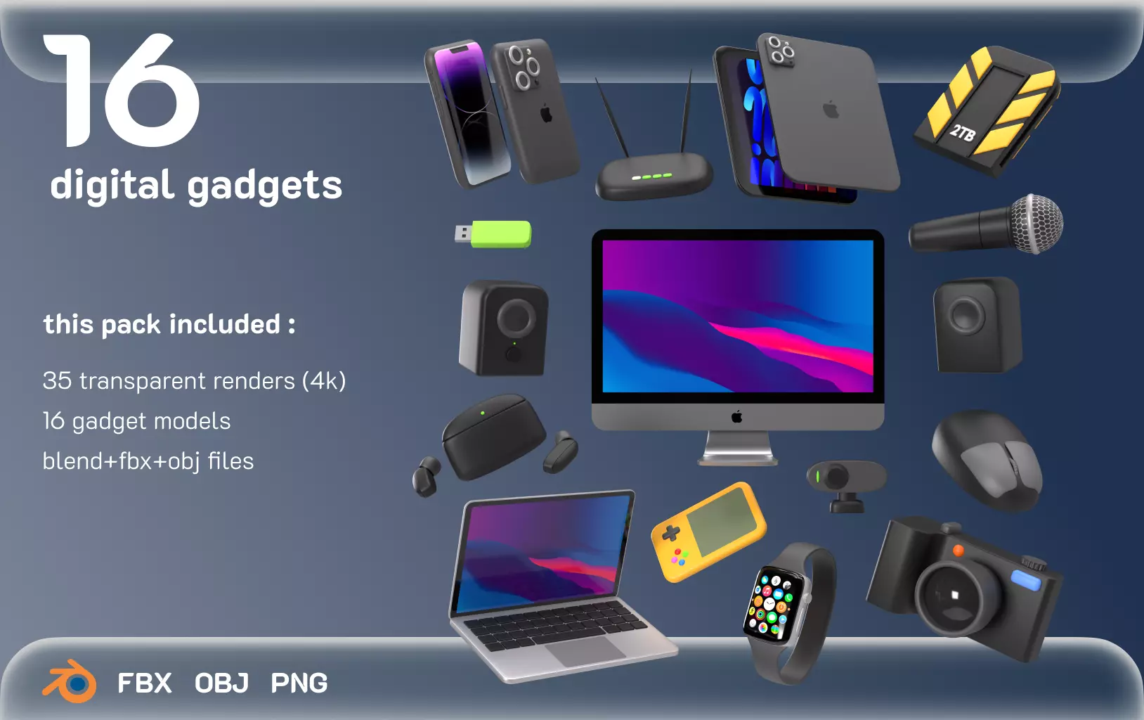 digital gadget icons 3D model_0