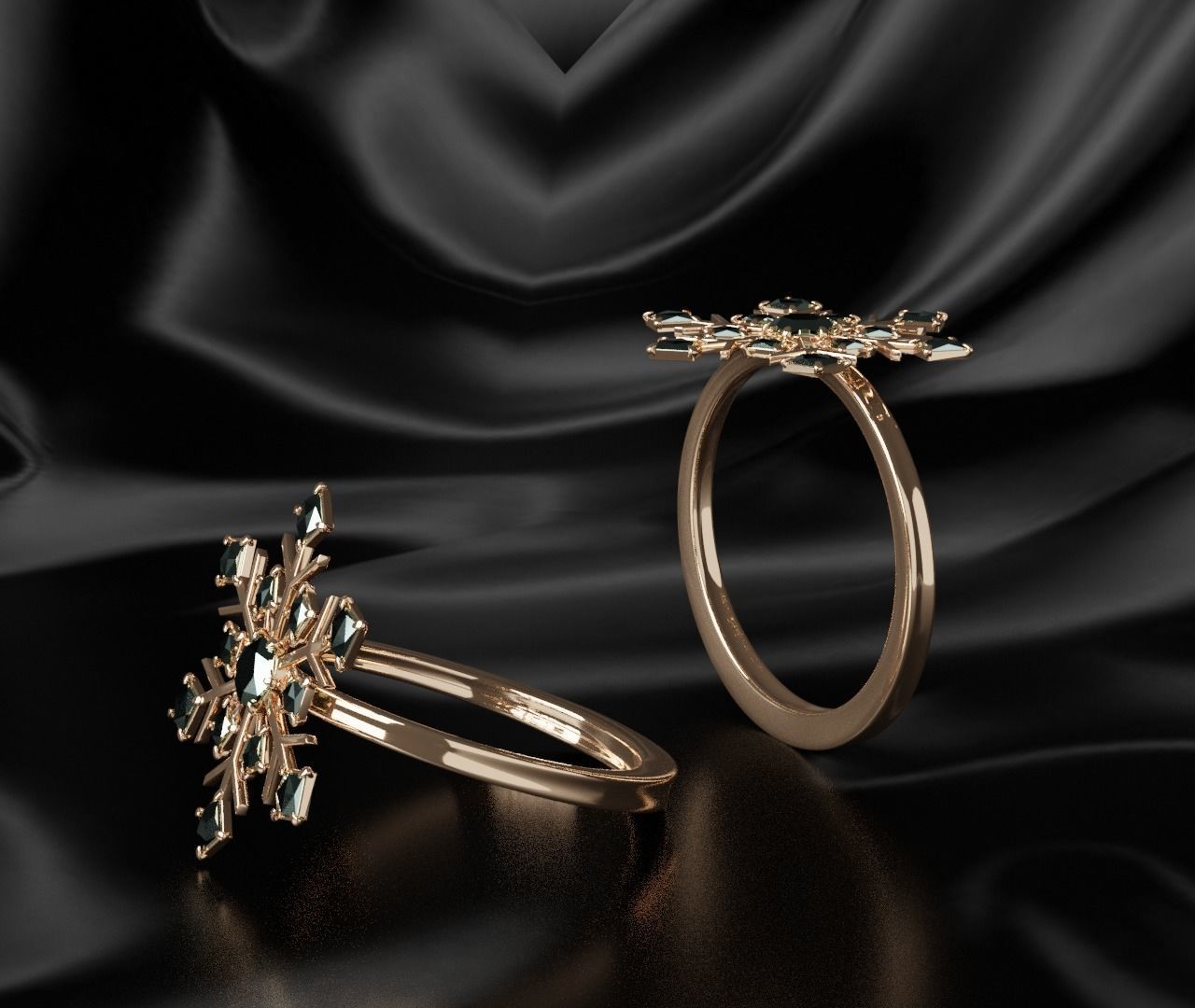 Snow flake Ring 3D print model_5