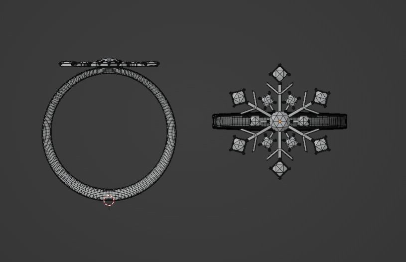 Snow flake Ring 3D print model_6