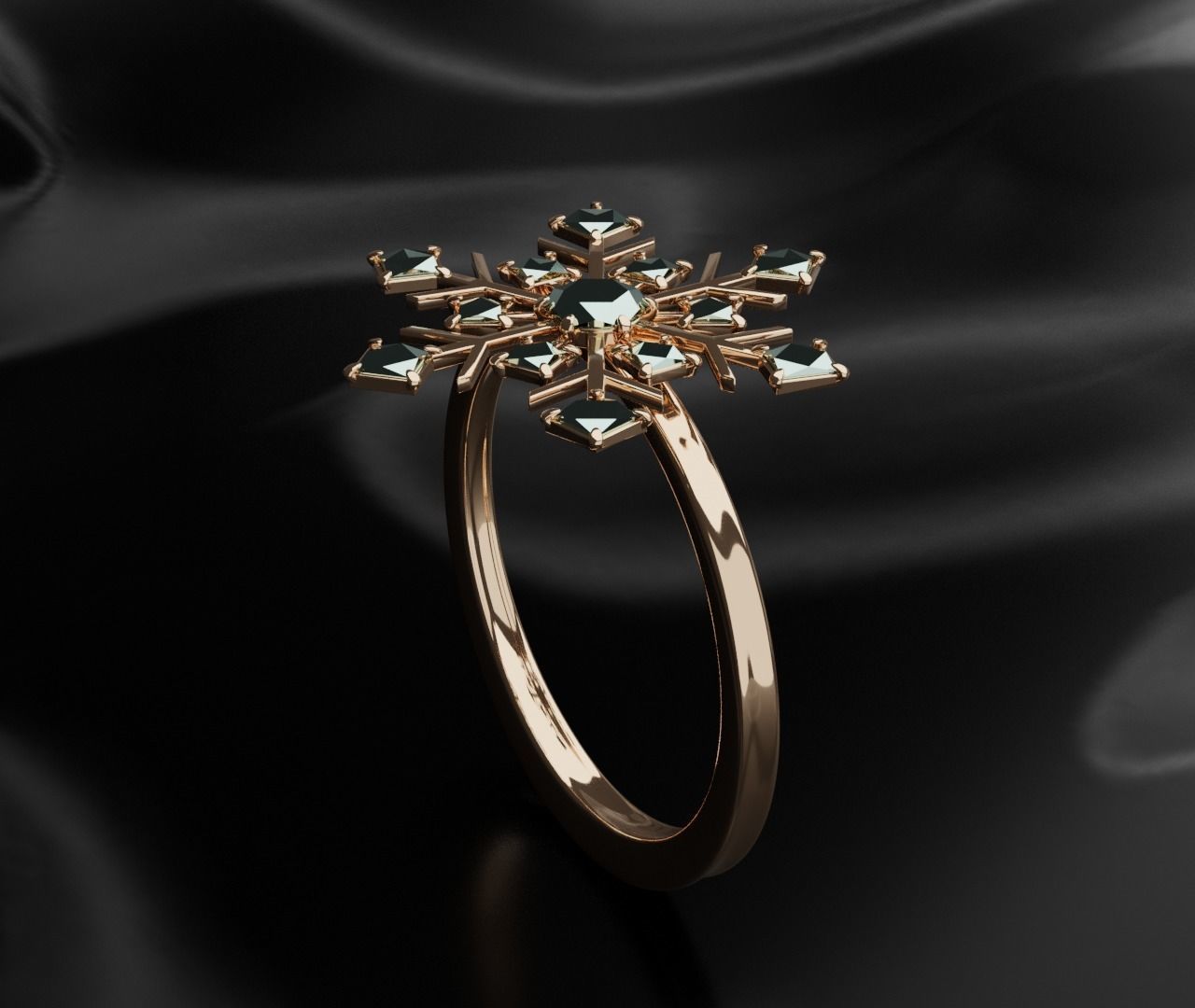 Snow flake Ring 3D print model_4
