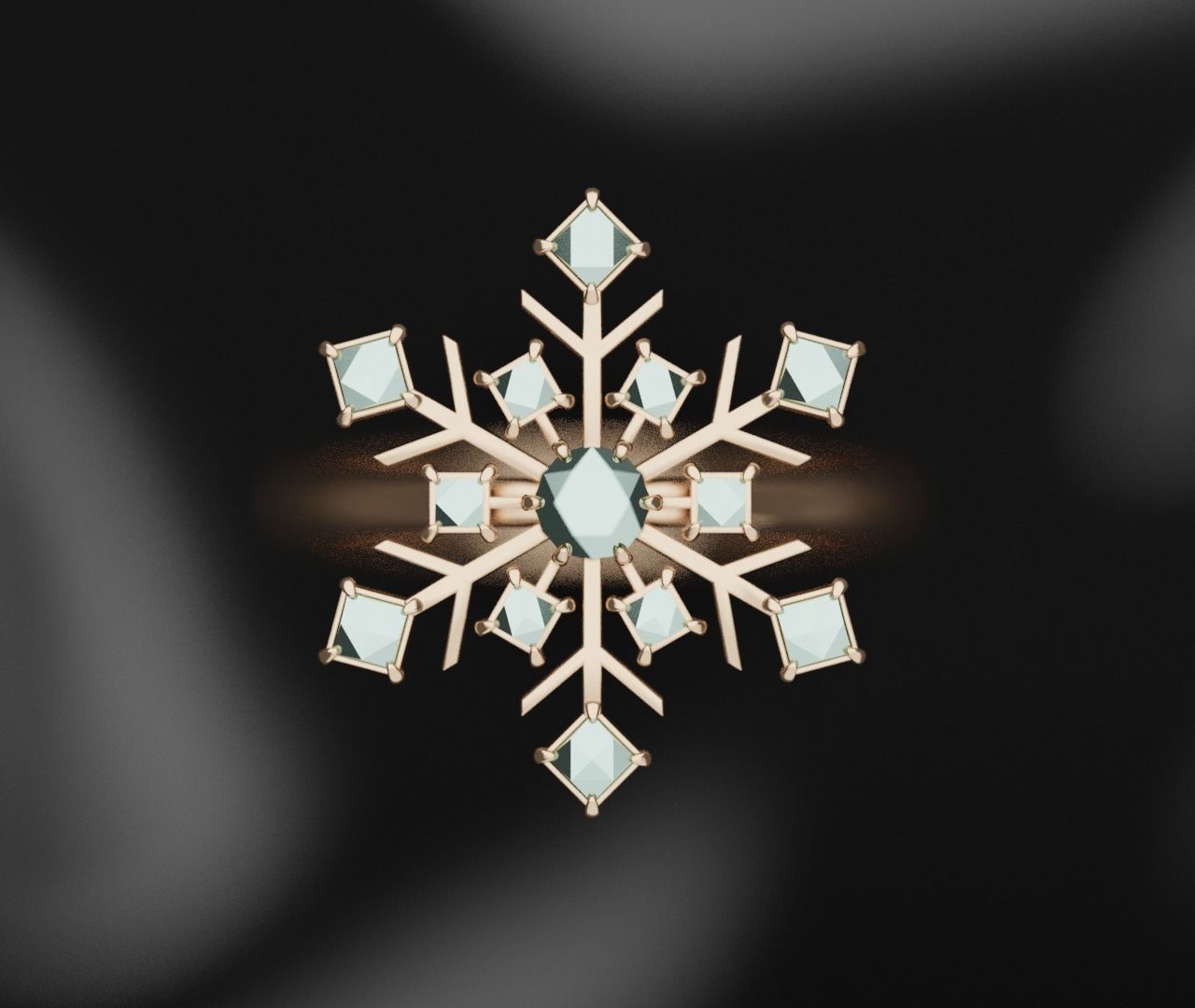 Snow flake Ring 3D print model_1