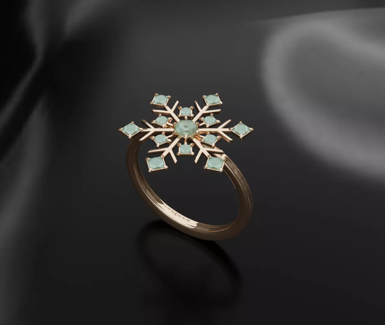 Snow flake Ring 3D print model_0