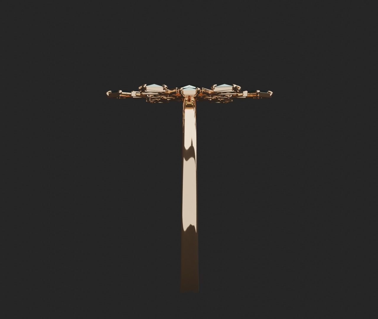 Snow flake Ring 3D print model_3