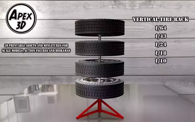 Vertical Tire Rack 3d printable in various scales 3D print model