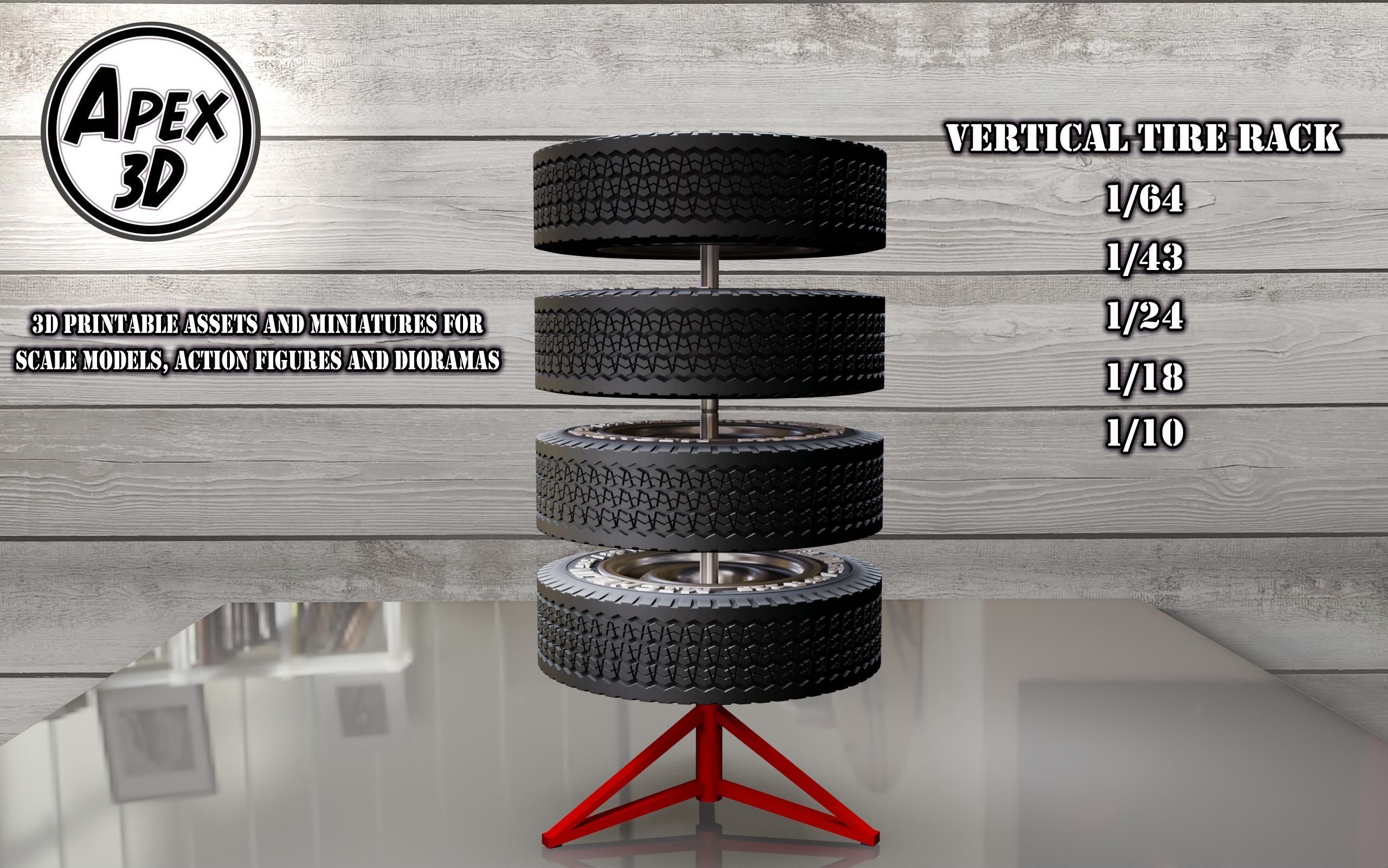 Vertical Tire Rack 3d printable in various scales 3D model 3D printable ...