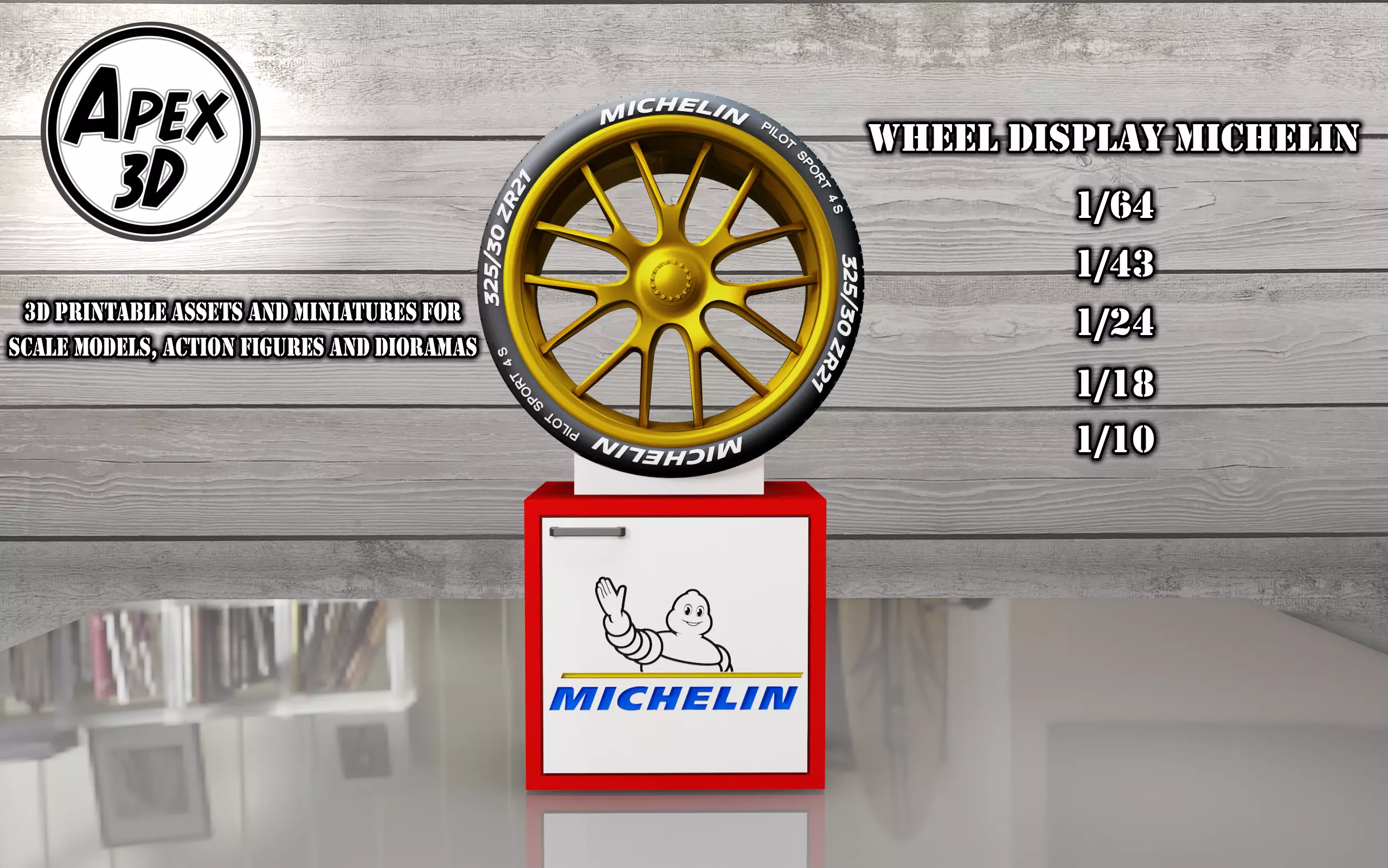 Wheel Display 3d printable in various scales 3D print model