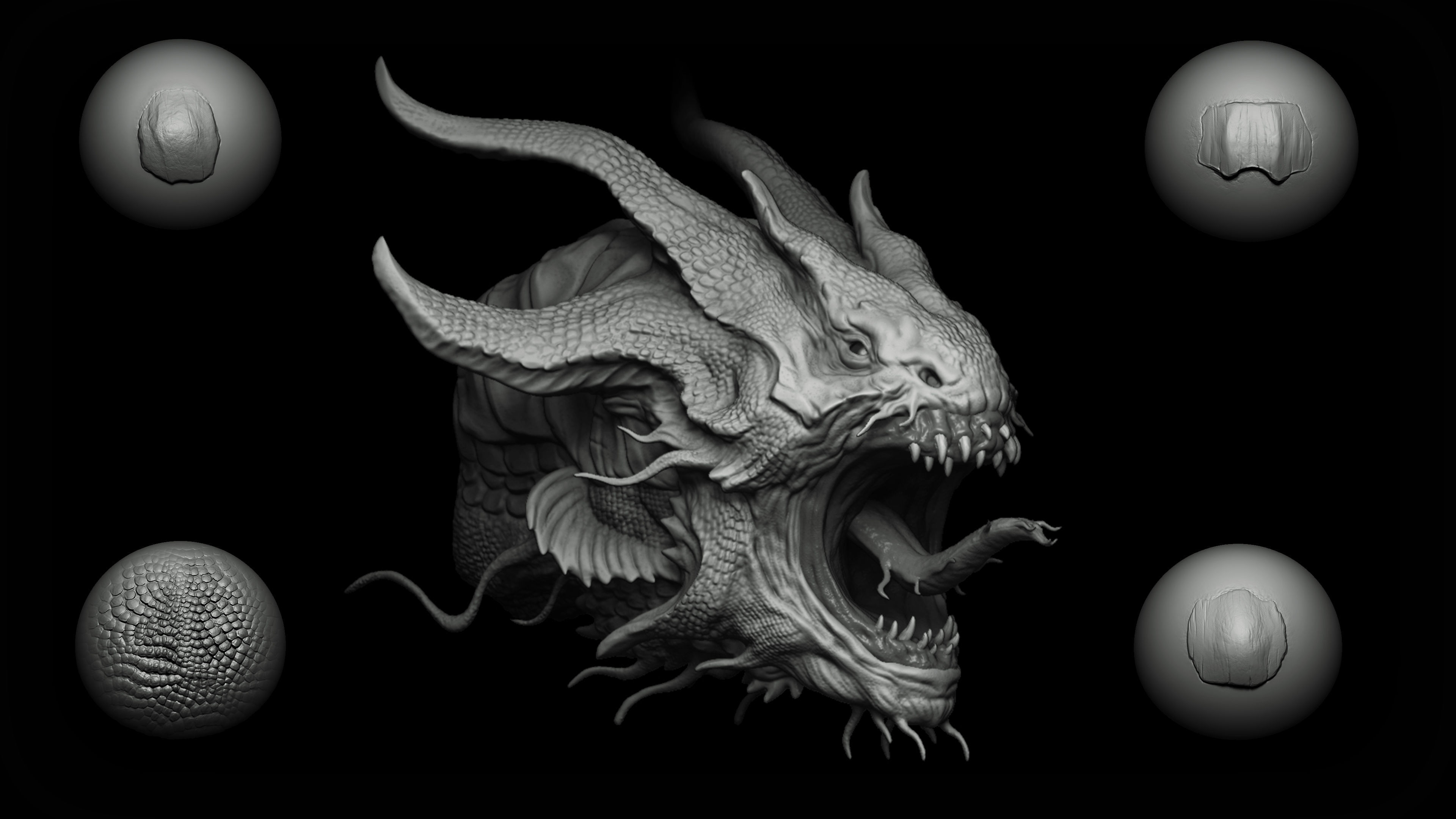 Zbrush and Blender Dragon Maker 140 Brushes Bundle 3D model_6