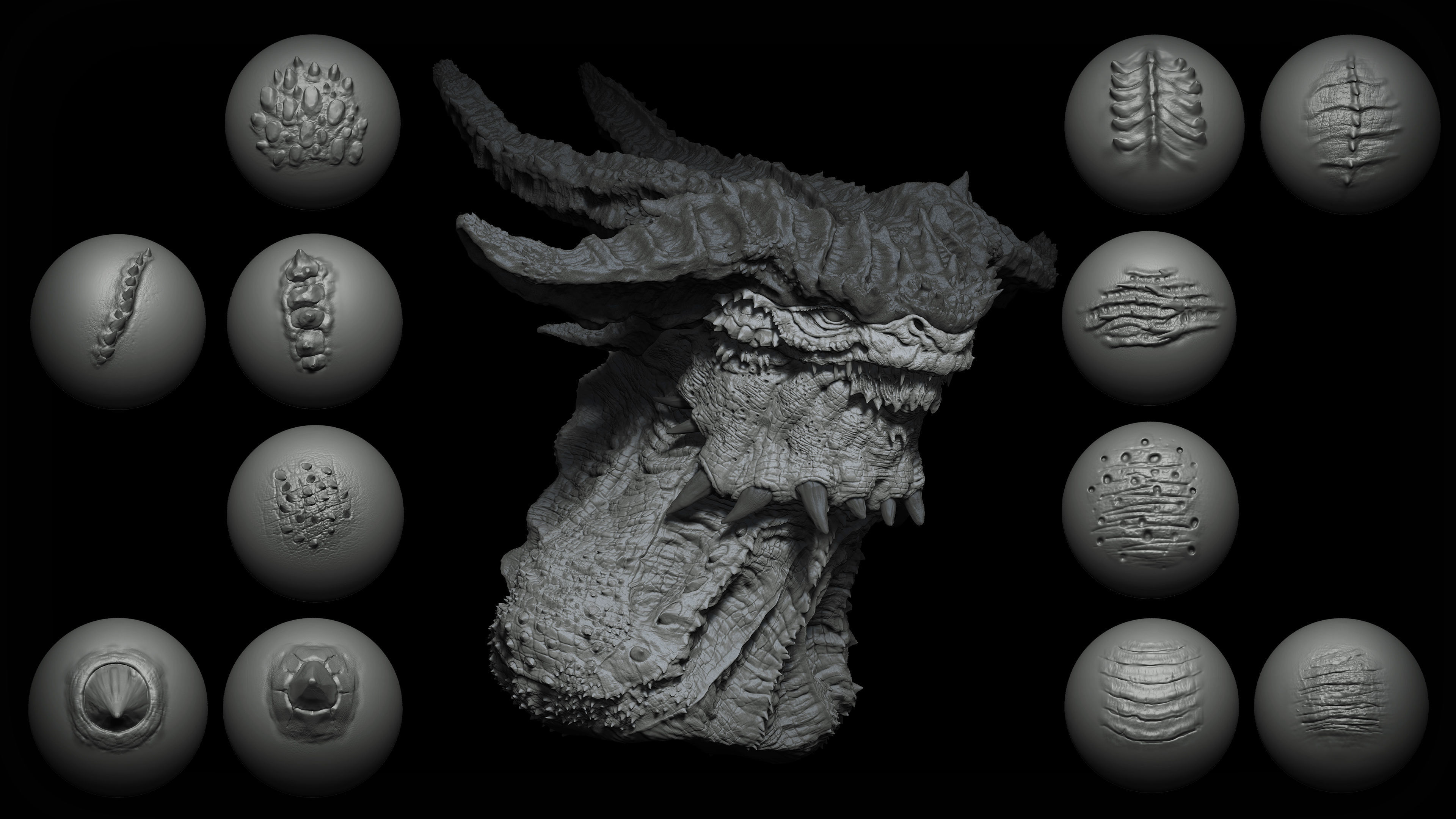 Zbrush and Blender Dragon Maker 140 Brushes Bundle 3D model_2