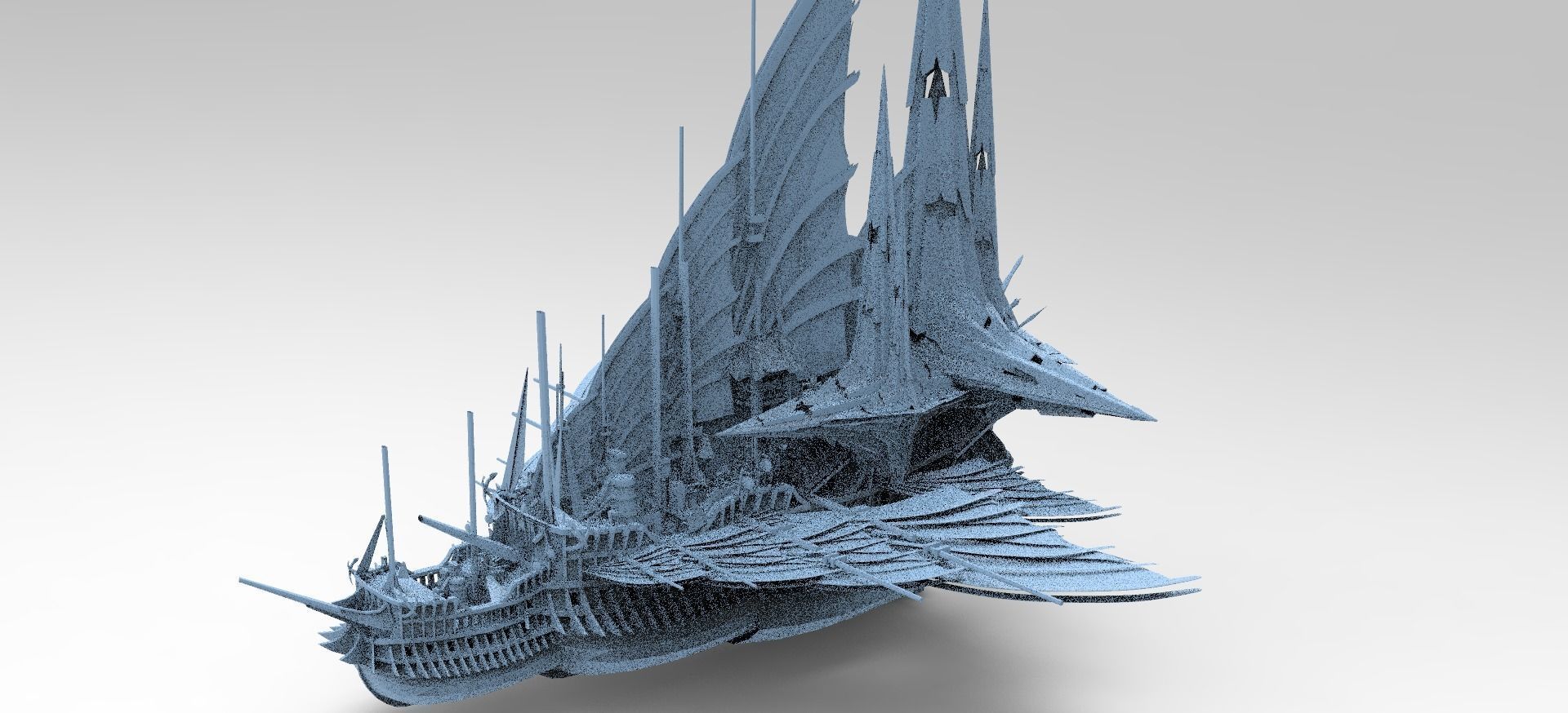 Sci fi Mongol pirate Ship Large 2 3D model_1