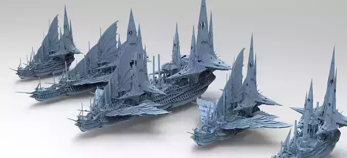 Sci fi Mongol pirate Ship Collection  3D model