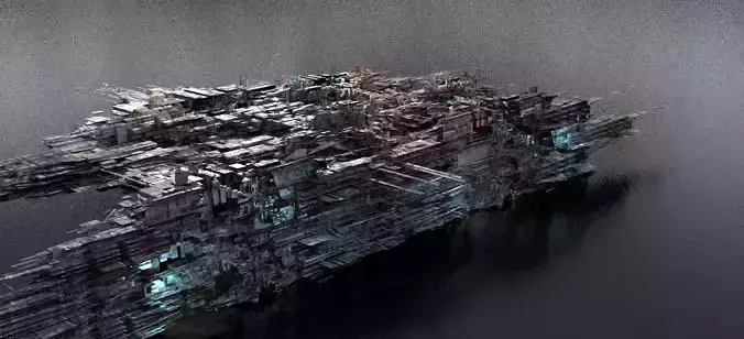 Dark Cyberpunk Slums city block 1 3D model
