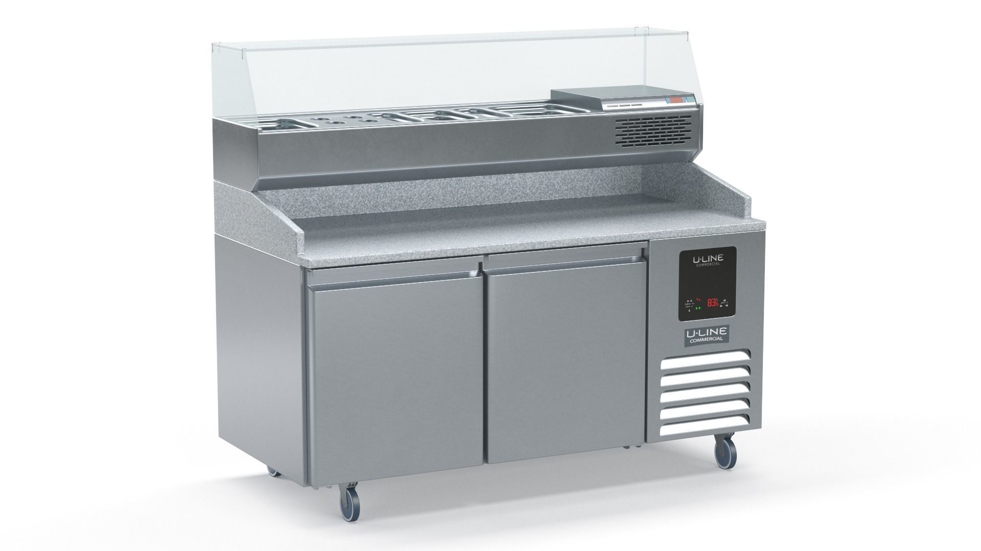 U-Line Pizza Prep Table Refrigerators Ucpp566-Ss61A Low-poly 3D model_13