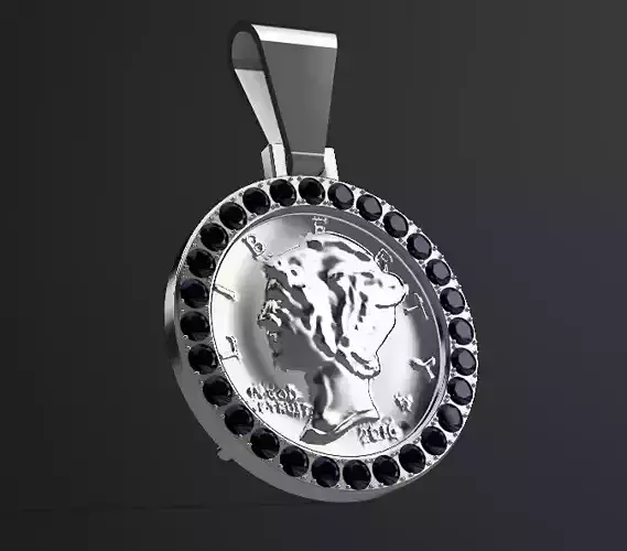 Silver Dime Necklace Pendant  3D model
