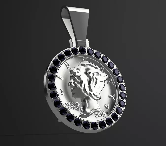 Silver Dime Necklace Pendant 3D model_0