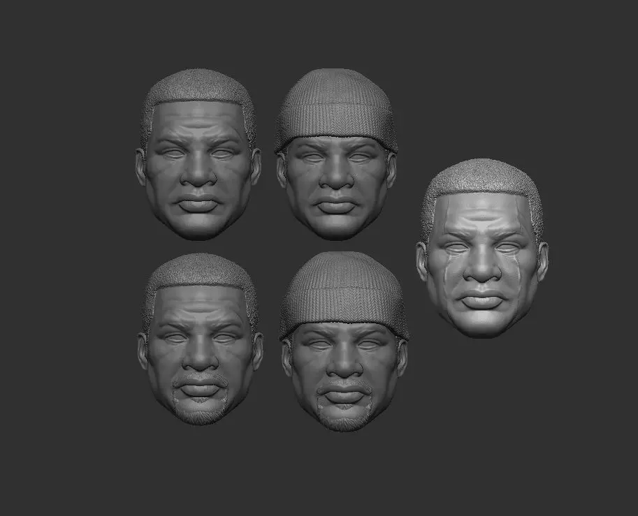Johnathan Majors 5 heads - Headsculpt for Action Figures 3D print model_0