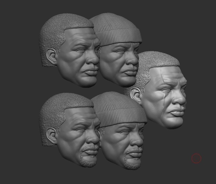Johnathan Majors 5 heads - Headsculpt for Action Figures 3D print model_1