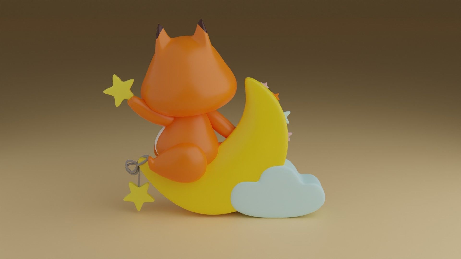 good night fox 3D print model_10