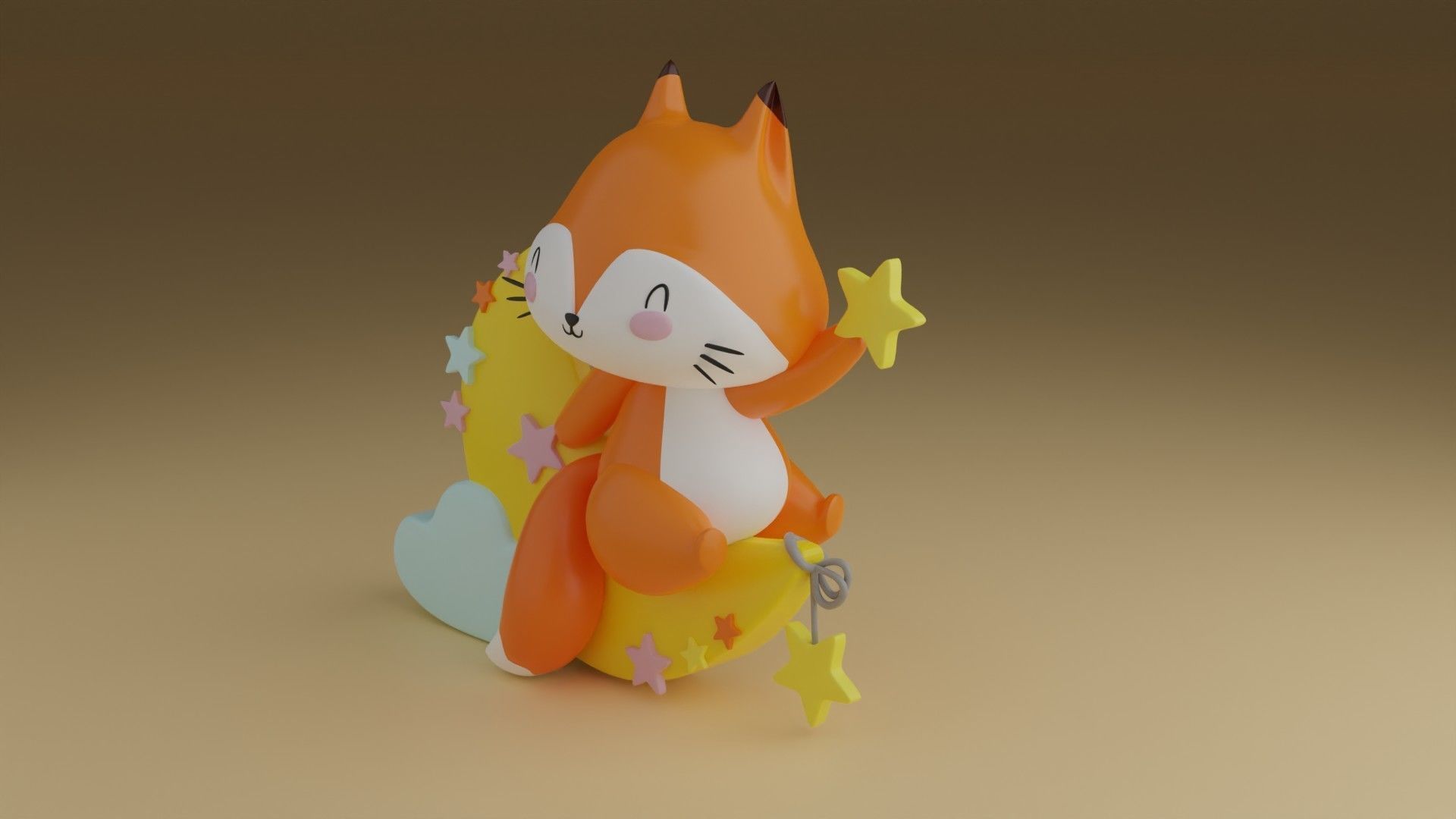 good night fox 3D print model_13